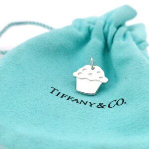 Tiffany & Co. Sterling Silver "Love" Cupcake Muffin Flat Charm Pendant w/ Pouch
